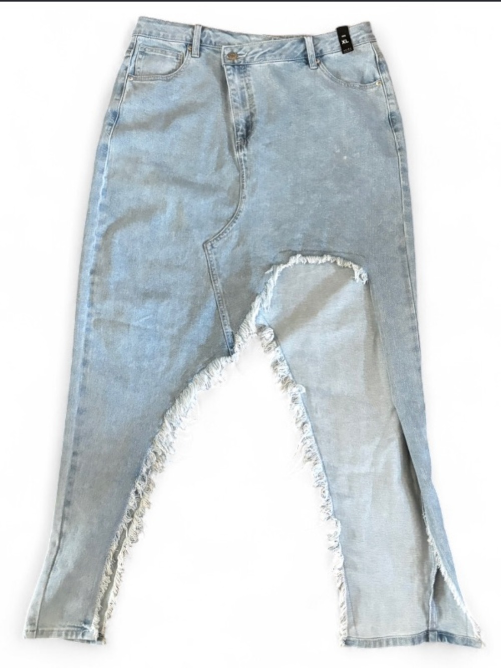 Light Wash Distressed Women's Jeans Skirt Hybrid